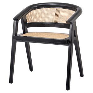 New Pacific Direct Seine 19" Rattan and Wood Dining Chair in Natural/Black | Cymax