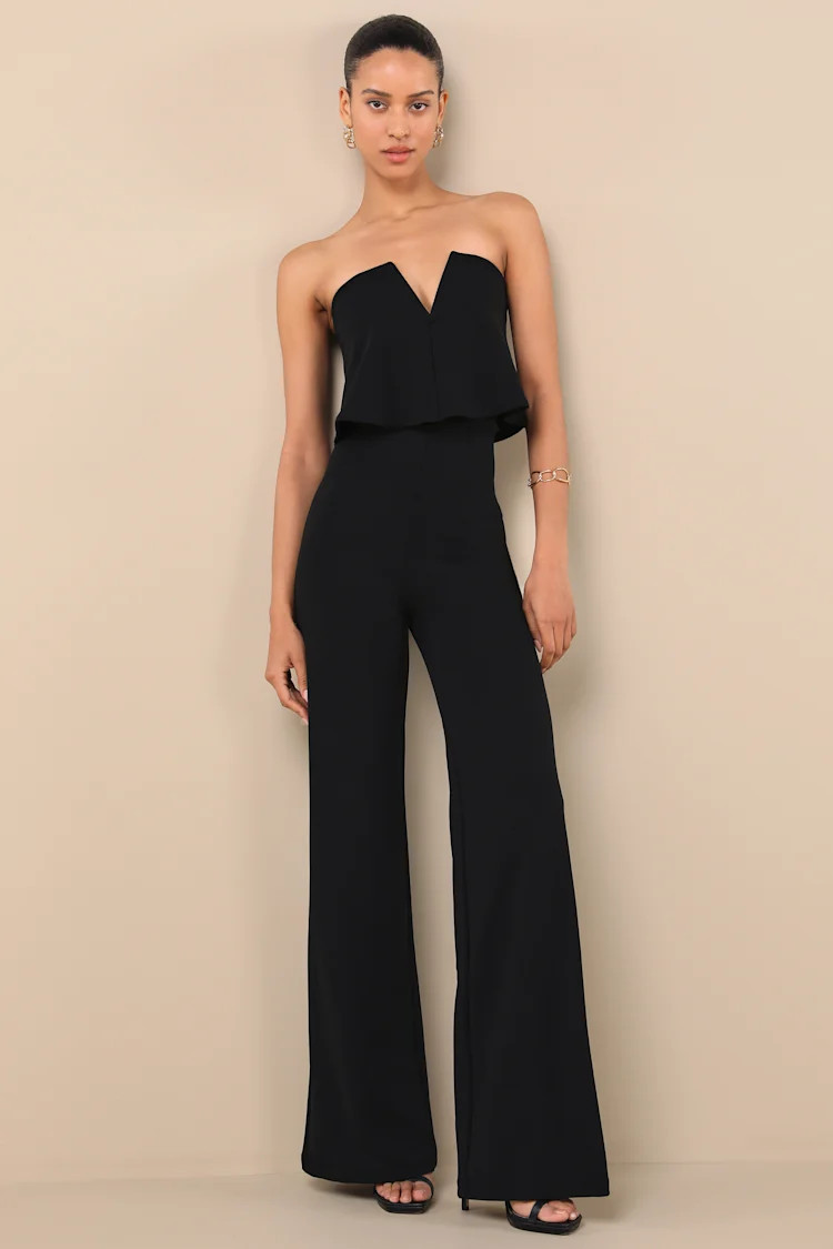 Power of Love Black Strapless Jumpsuit | Lulus