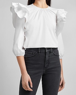 Tiered Ruffle Shoulder Top | Express
