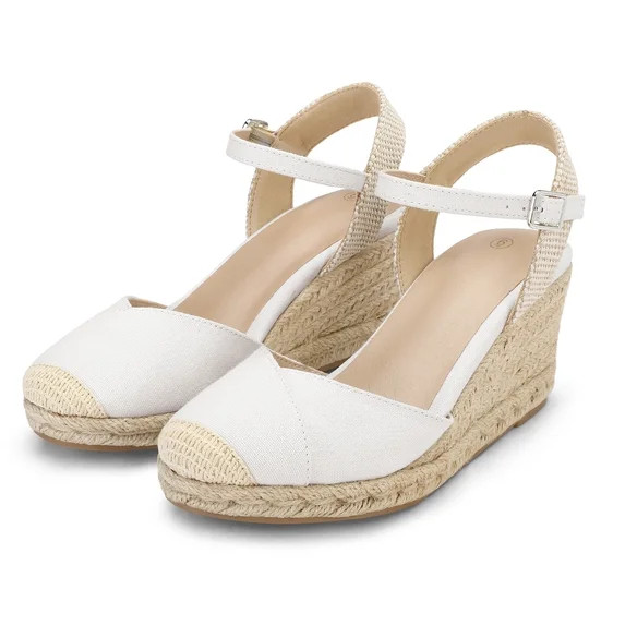 Pennysue Women's Espadrilles Wedge Sandals Off-white Platform Ankle Strap Sandal Size 7M | Walmart (US)