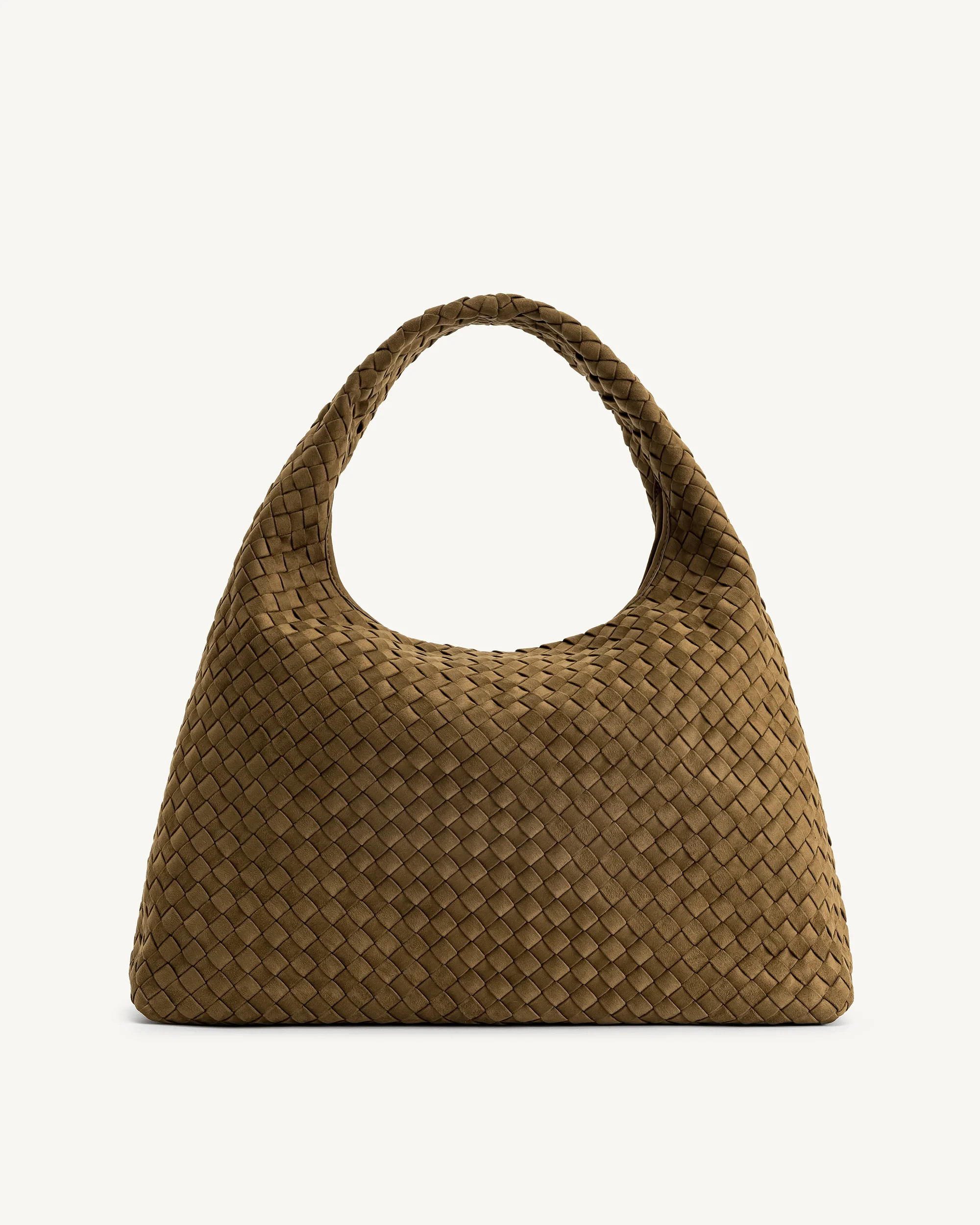 Iaura Faux Suede Woven Shoulder Bag - Olive Green | JW PEI US