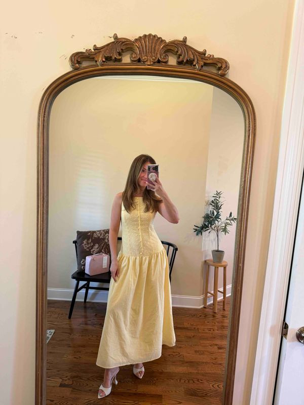 Got so many DMs about this dress I wore for Easter!! Only $40 and the perfect butter yellow for spring xx 
(also - love that it's double lined!)  

 #LTKmomlife