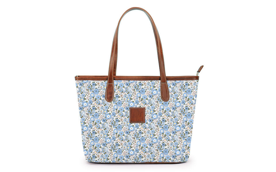 Sutton Zippered Small Tote - Leather Patch $200 | Barrington Gifts