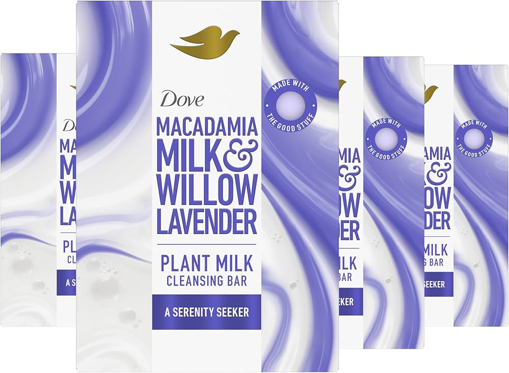 Dove Plant Milk Cleansing Bar Soap Macadamia Milk & Willow Lavender Serenity Seeker 4 Count for M... | Amazon (US)