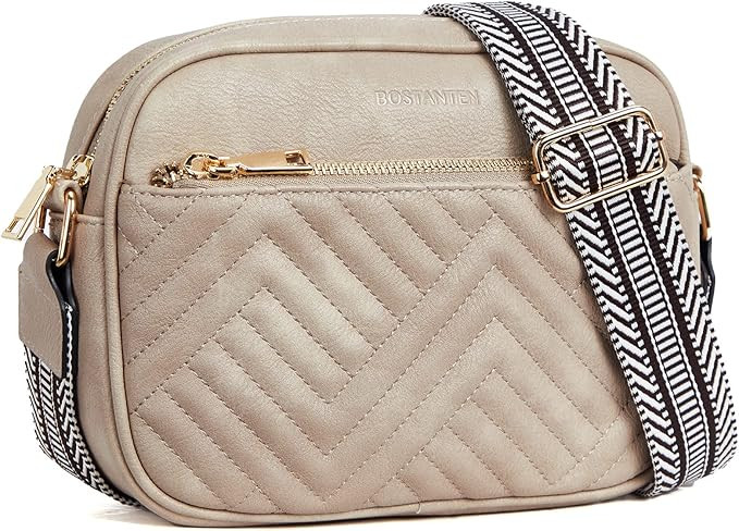 BOSTANTEN Quilted Crossbody Bags for Women Vegan Leather Purses Small Shoulder Handbags with Wide... | Amazon (US)