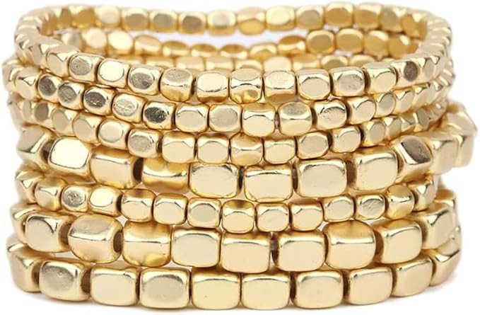 Rosemarie Collections Women's Chunky Nugget Multi Strand Stacking Statement Stretch Bangle Bracel... | Amazon (US)