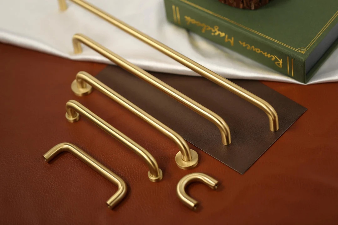 Brushed Polished Brass Cabinet Handle Modern Minimalist Drawer Wardrobe Door Nordic Golden Retro ... | Etsy (US)