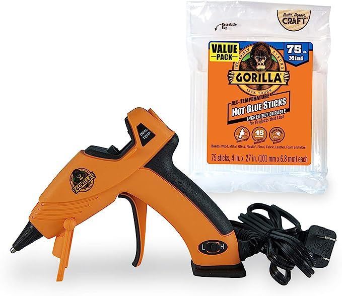 Gorilla Dual Temp Mini Hot Glue Gun Kit with 75 Hot Glue Sticks, (Pack of 1) | Amazon (US)