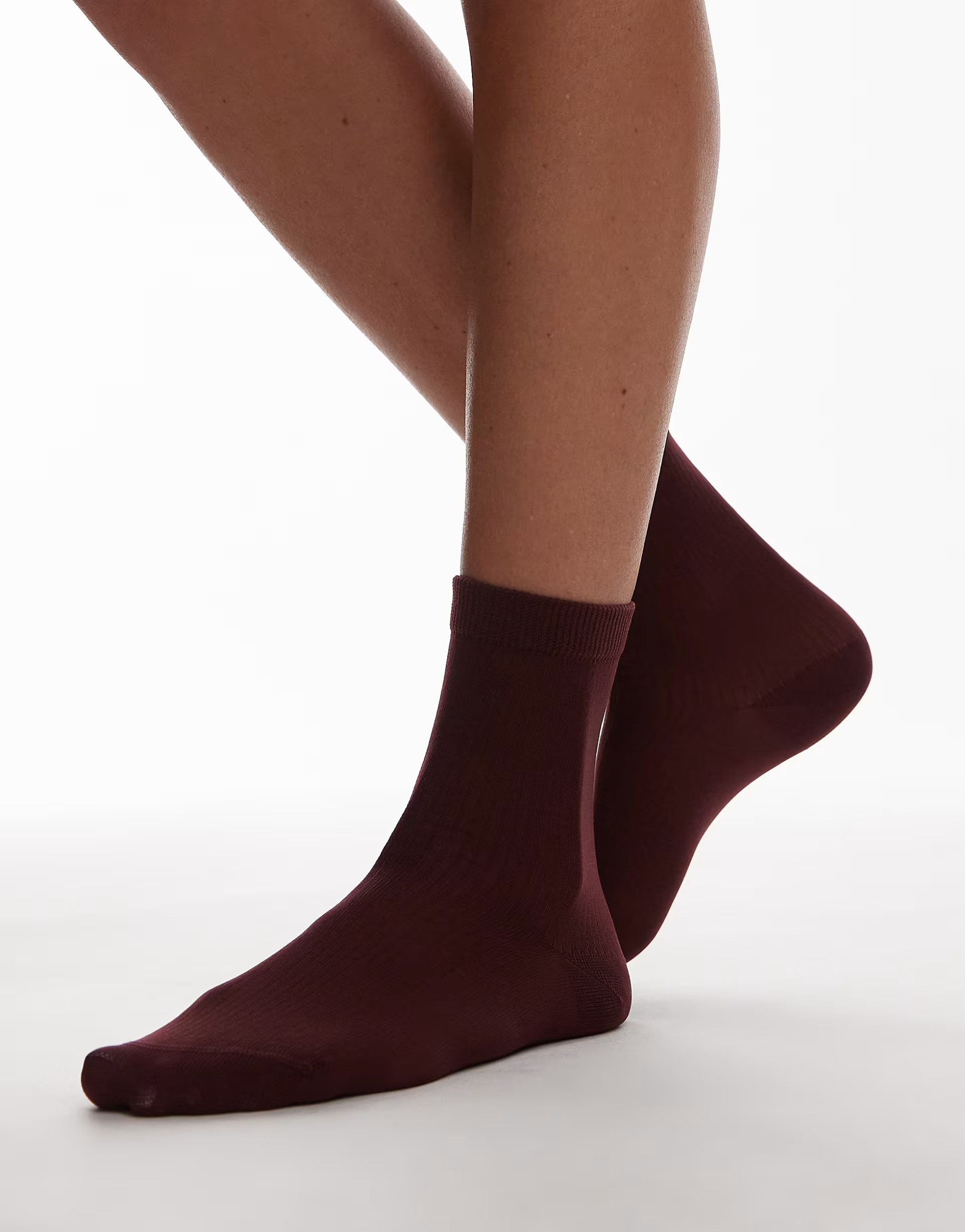Topshop sheer ribbed socks in burgundy | ASOS | ASOS (Global)