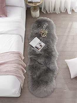 Ultra Soft Fluffy Rug Grey Faux Sheepskin Fur Area Rug Shaggy Couch Cover Seat Cushion Furry Carp... | Amazon (US)