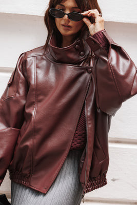Kirby Leather Jacket - Burgundy | Petal & Pup (US)