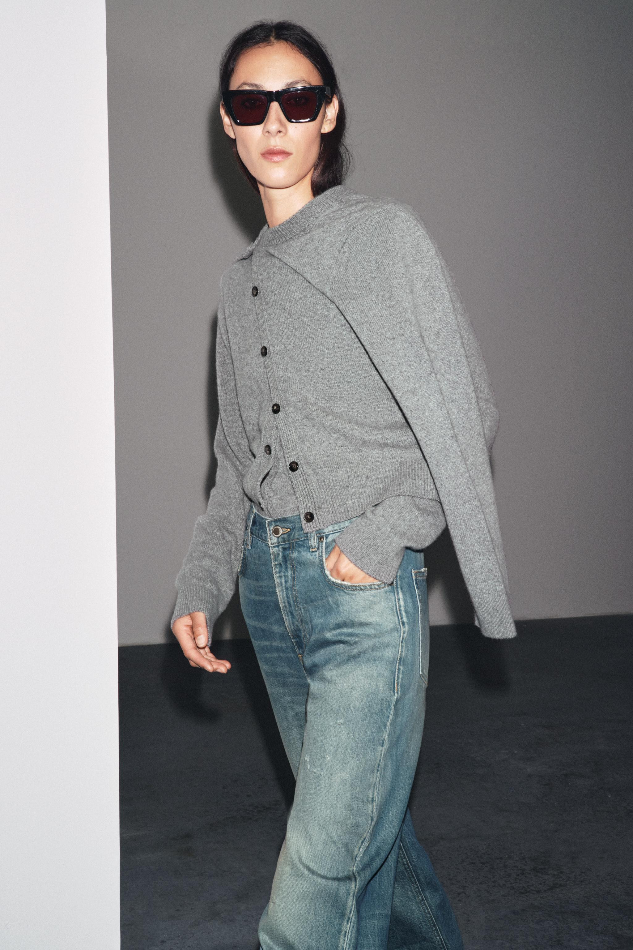 CASHMERE AND WOOL BASIC CARDIGAN | Zara UK