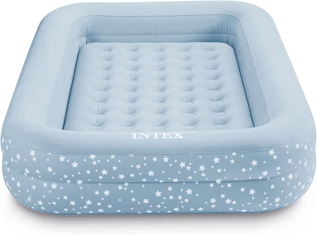 Intex Inflatable Kidz Travel Bed Set, 42in x 66in x 10in, Blue with Star Print Frame | Amazon (US)