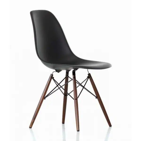 Contemporary Retro Molded Style Black Accent Plastic Dining Shell Chair with Dark Walnut Wood Eiffel Legs | Bed Bath & Beyond