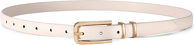 JASGOOD Women's Skinny PU Leather Belt Thin Waist Belt with Gold Buckle for Jeans Pants Dresses 0... | Amazon (US)