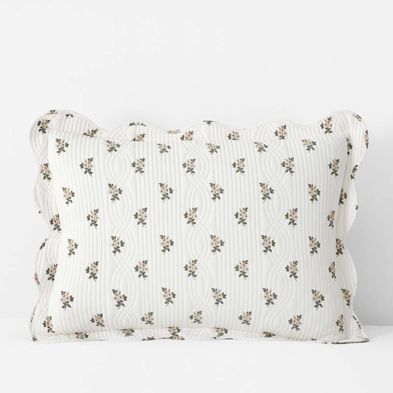 Flower Delight Reversible Quilted Sham - Ivory, Standard | The Company Store