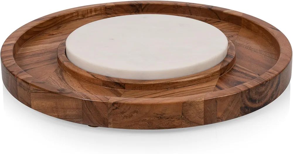 PICNIC TIME Isla Serving Platter with Marble Cheeseboard Insert, Acacia Wood Charcuterie Board Se... | Amazon (US)