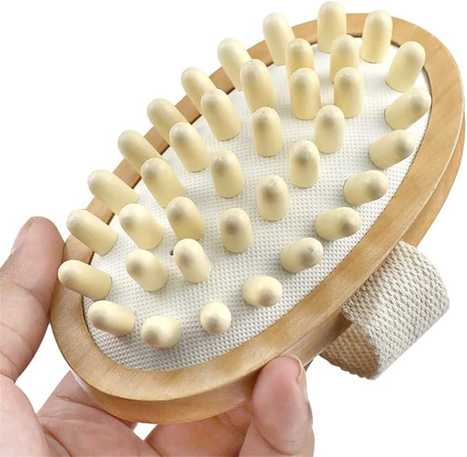 Natural Wooden Massage Body Brush for Cellulite and Improve Lymphatic Blood Circulation Dry Brush... | Amazon (US)