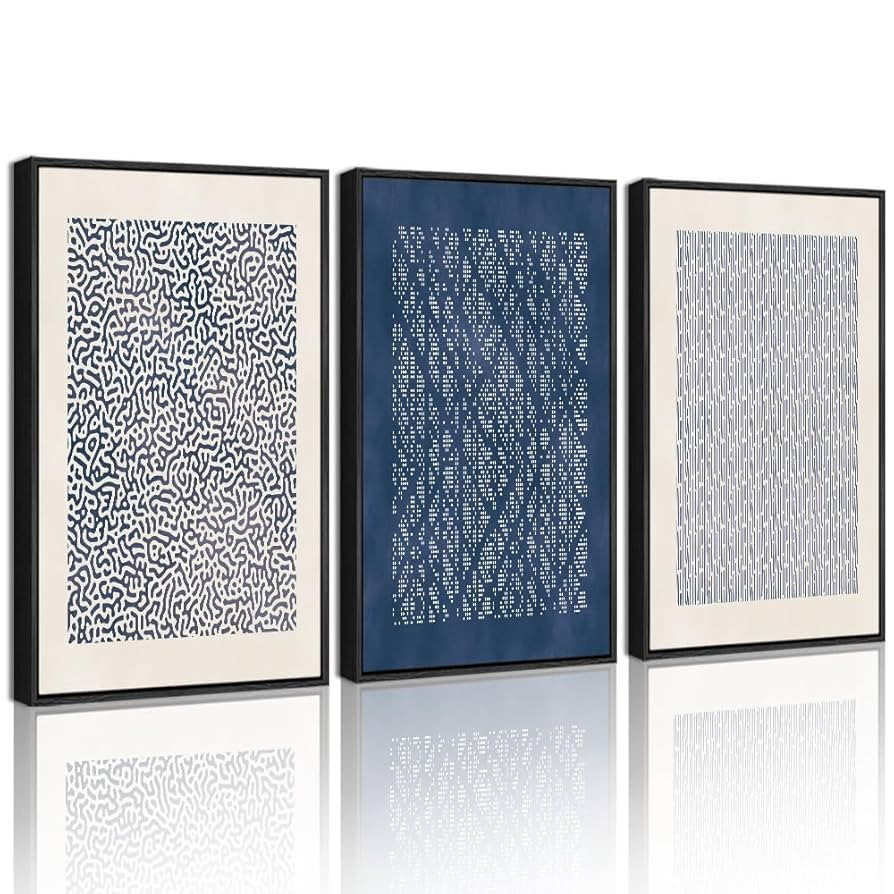 Drsoum Blue Mid-Century Modern Framed Wall Art Minimalist Abstract Boho Wall Decor Geometric Artw... | Amazon (US)