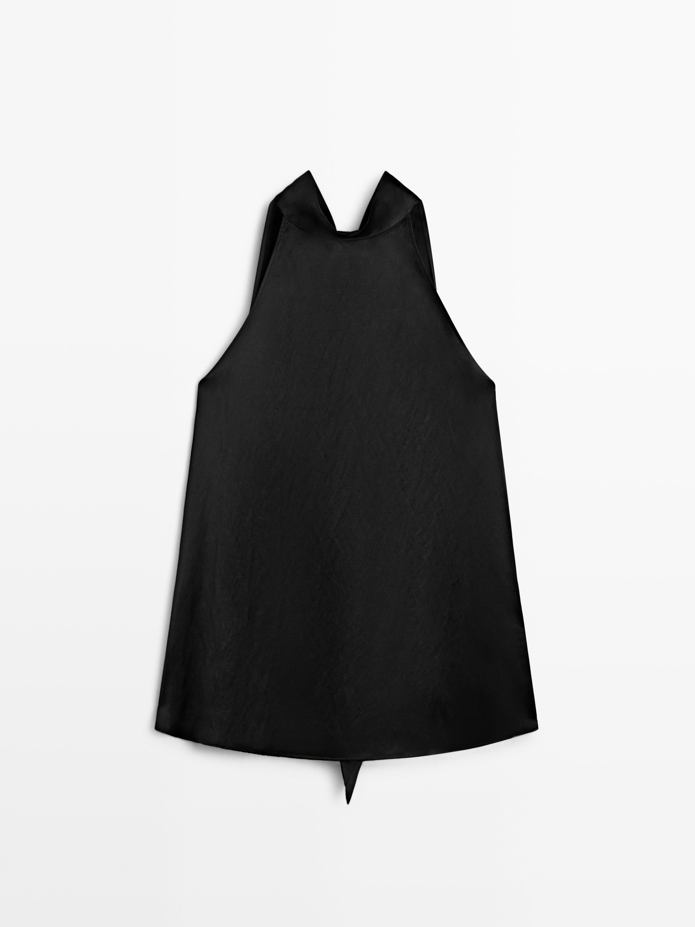 Satin halter top with tie detail | Massimo Dutti UK