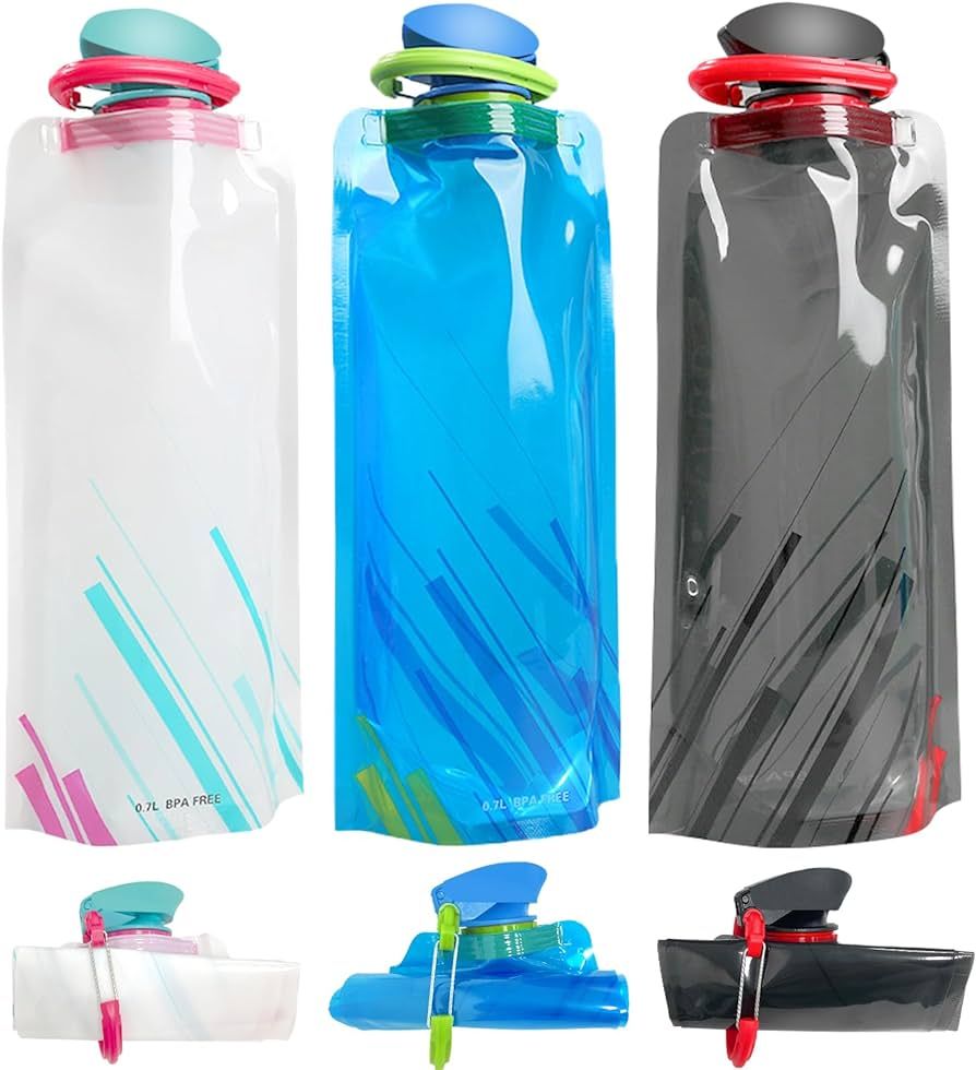 (3 Pack) 700ml Large Foldable Water Bottle Fully Collapsible Stock Bottle, Portable Water Bottle ... | Amazon (US)