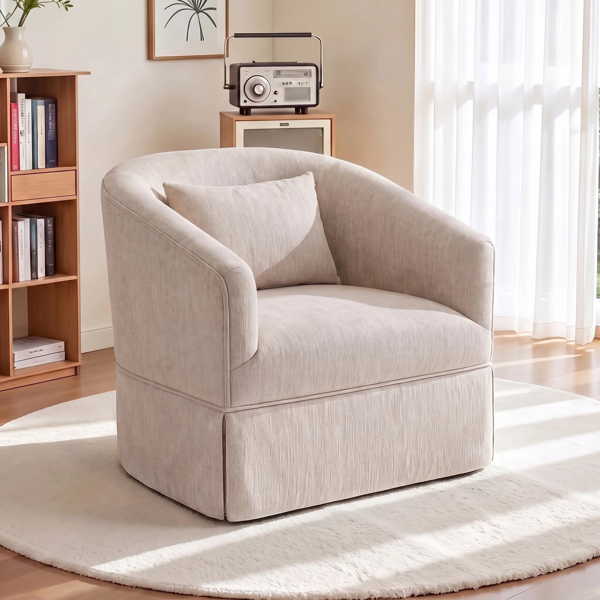 360° Swivel Accent Armchair with Plump Pillow Upholstered Comfy Sofa Chair | Wayfair North America
