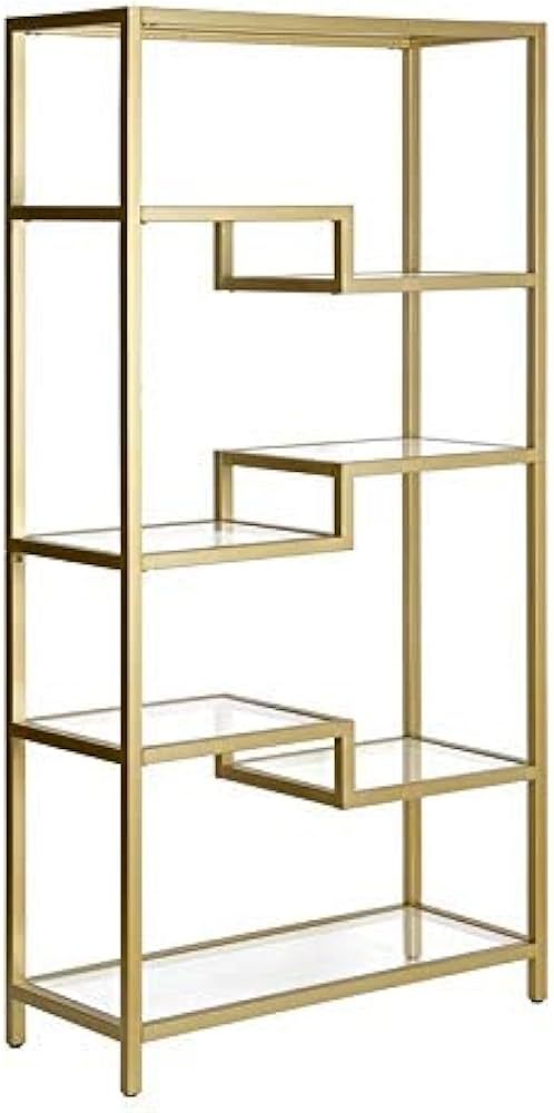 Henn&Hart 68" Tall Rectangular Bookcase in Brass, for Home Office, Living Room | Amazon (US)