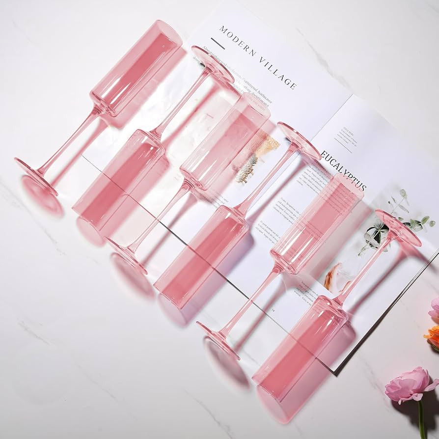 Physkoa Pink Champagne Flutes Set of 6-Glass Champagne Glasses with Blushpink Color,LeadFree Crys... | Amazon (US)