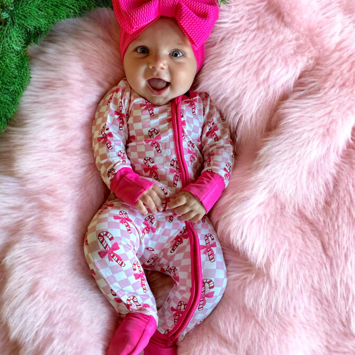 2-Way Convertible Zip Romper, Cotton Candy Candy Cane | SpearmintLOVE