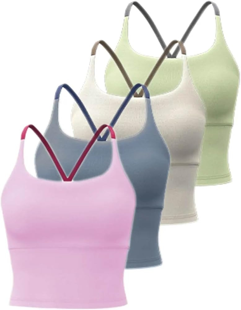 Yksaix Sports Bra Criss Cross Tank, Yksaix Sporty Womens Plain Criss Cross Back Sports Bra | Amazon (US)