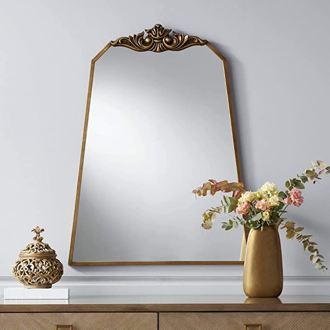 Noble Park Morrey Crown Top Vanity Decorative Angled Wall Mirror Vintage Rustic Lush Gold Metal G... | Amazon (US)