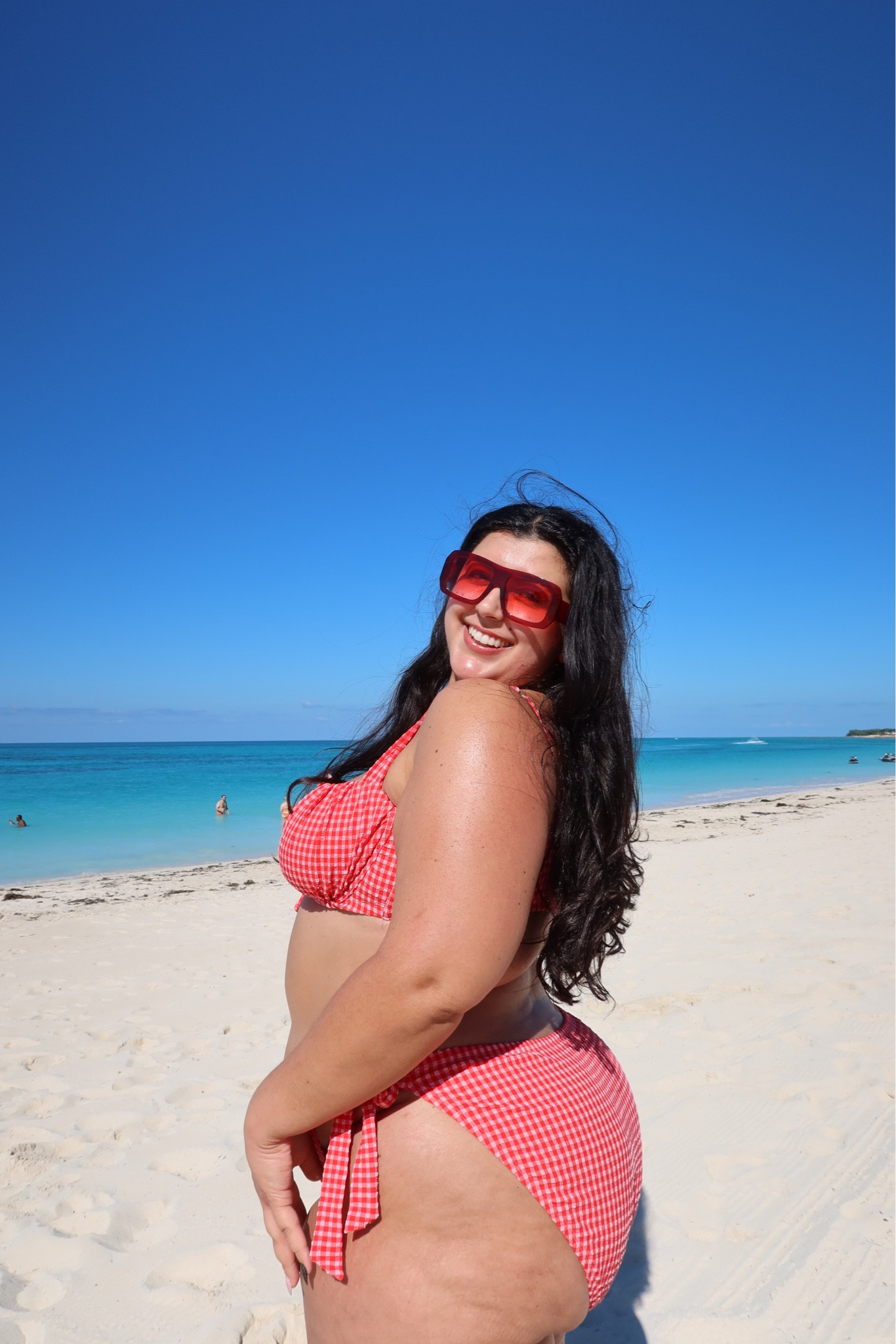 Feeling so confident in this plus size red bikini on the beach today ✨
If you love curvy swimwear, gingham prints, and vacation-ready fits, this set is perfection. Exact swimsuit + sunnies linked! 

#LTKMidsize #LTKPlusSize #LTKTravel