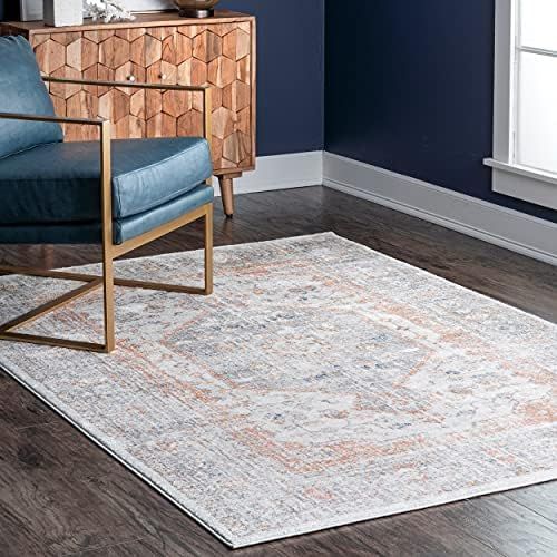 nuLOOM Vintage Jacquie Floral Area Rug, 12' x 15', Silver | Amazon (US)