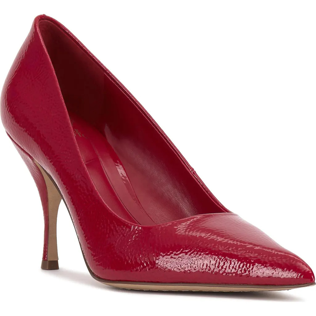 Vince Camuto Paislie Leopard Print Patent Pump in Flame at Nordstrom Rack, Size 11 | Nordstrom Rack