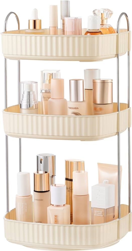 HBlife 360 Rotating Makeup Organizer Clear 3 Tier Bathroom Organizer Large Capacity Spinning Perf... | Amazon (US)