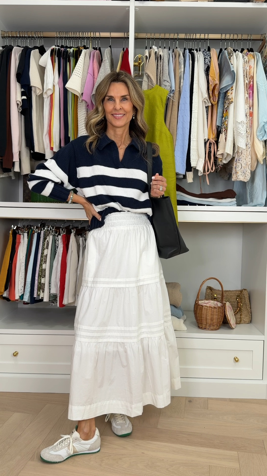 How to style a midi skirt! I’m 5’6’’.
-Quince midi skirt size XS
-cotton oversized cardigan size XS
-pink mongolian cashmere sweater size S
-red mongolian cashmere off the shoulder sweater size S
-gray mongolian cashmere off the shoulder sweater size S
-white and blue striped polo size S
-butter yellow dolman size XS
-navy fisherman cropped cardigan size S
-black mongolian cashmere sweater size S

#LTKgrwm #LTKootd #LTKSaleAlert