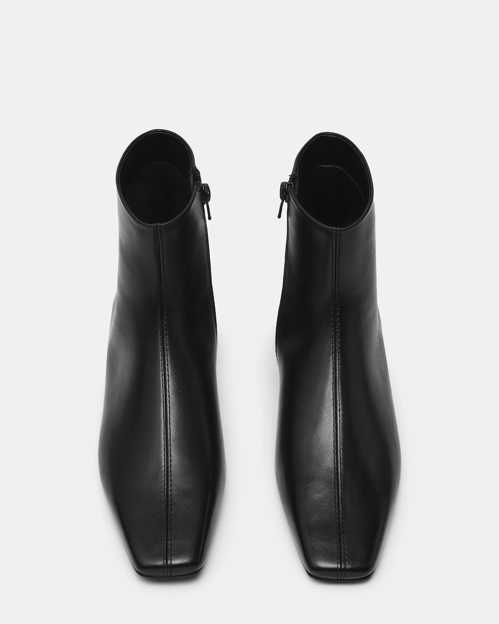 ZAMI Black Leather Square-Toe Women's Ankle Boot | Steve Madden (US)