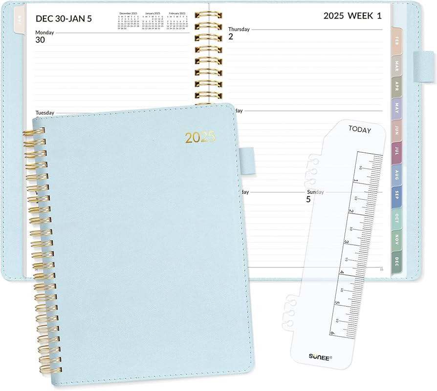 SUNEE 2025 Weekly & Monthly Planner 6.4"x8.5"- 12 Month (January 2025 - December 2025), Vegan Lea... | Amazon (US)