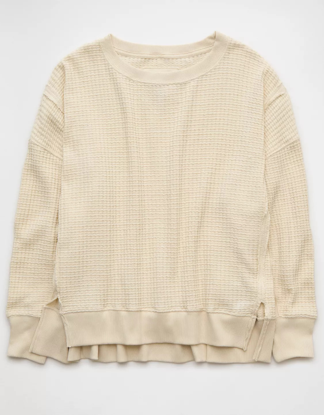 AE Big Hug Waffle Crew Neck Sweatshirt | American Eagle Outfitters (US & CA)