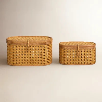 Edelie 2 Piece Rattan Storage Bin Set | Wayfair North America
