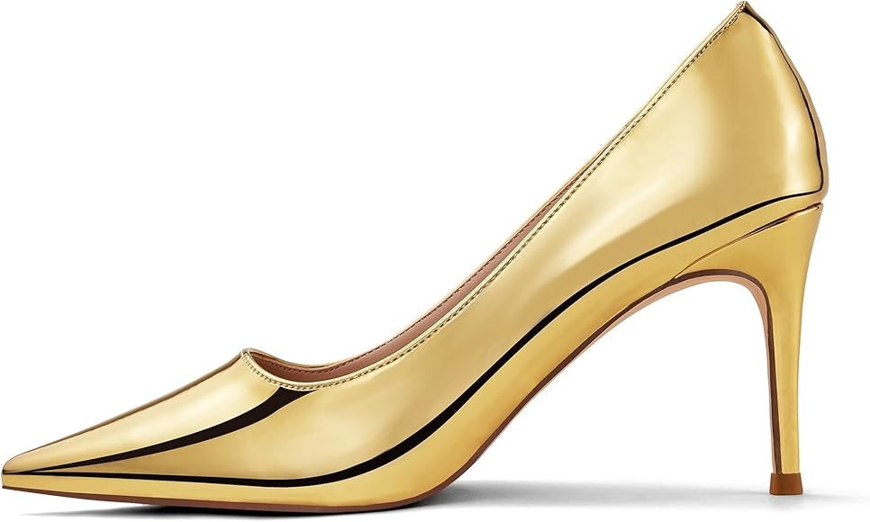 Elisabet Tang Classic Point Pull-on Heeled Wedding Pumps Patent Leather Closed Toe Stiletto Dress... | Amazon (US)