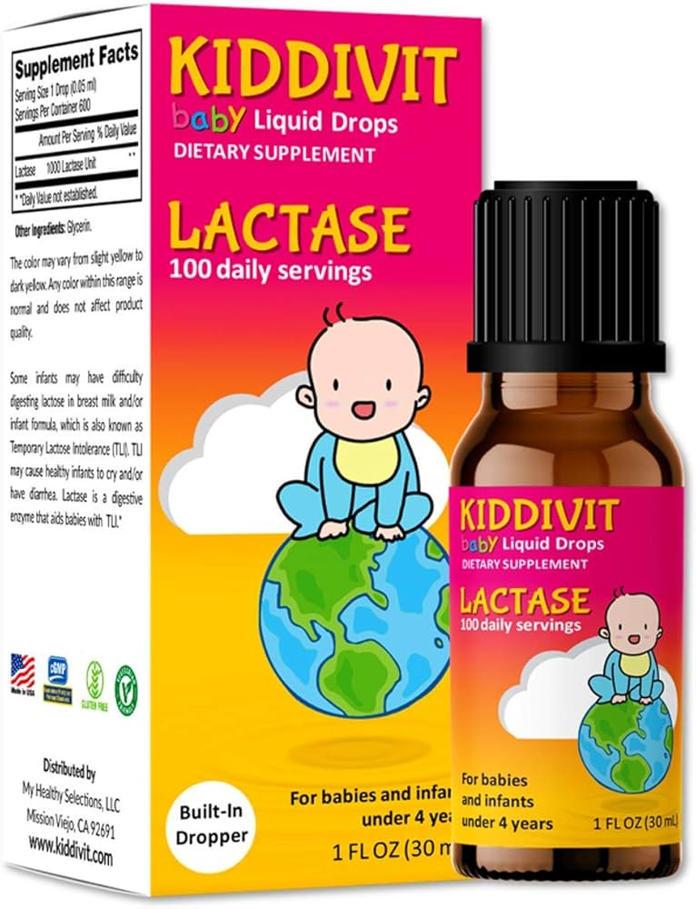 Kiddivit Baby Lactase Drops 1000 Units – Gentle Digestive Support Enzyme Supplement – 100 Dai... | Amazon (US)
