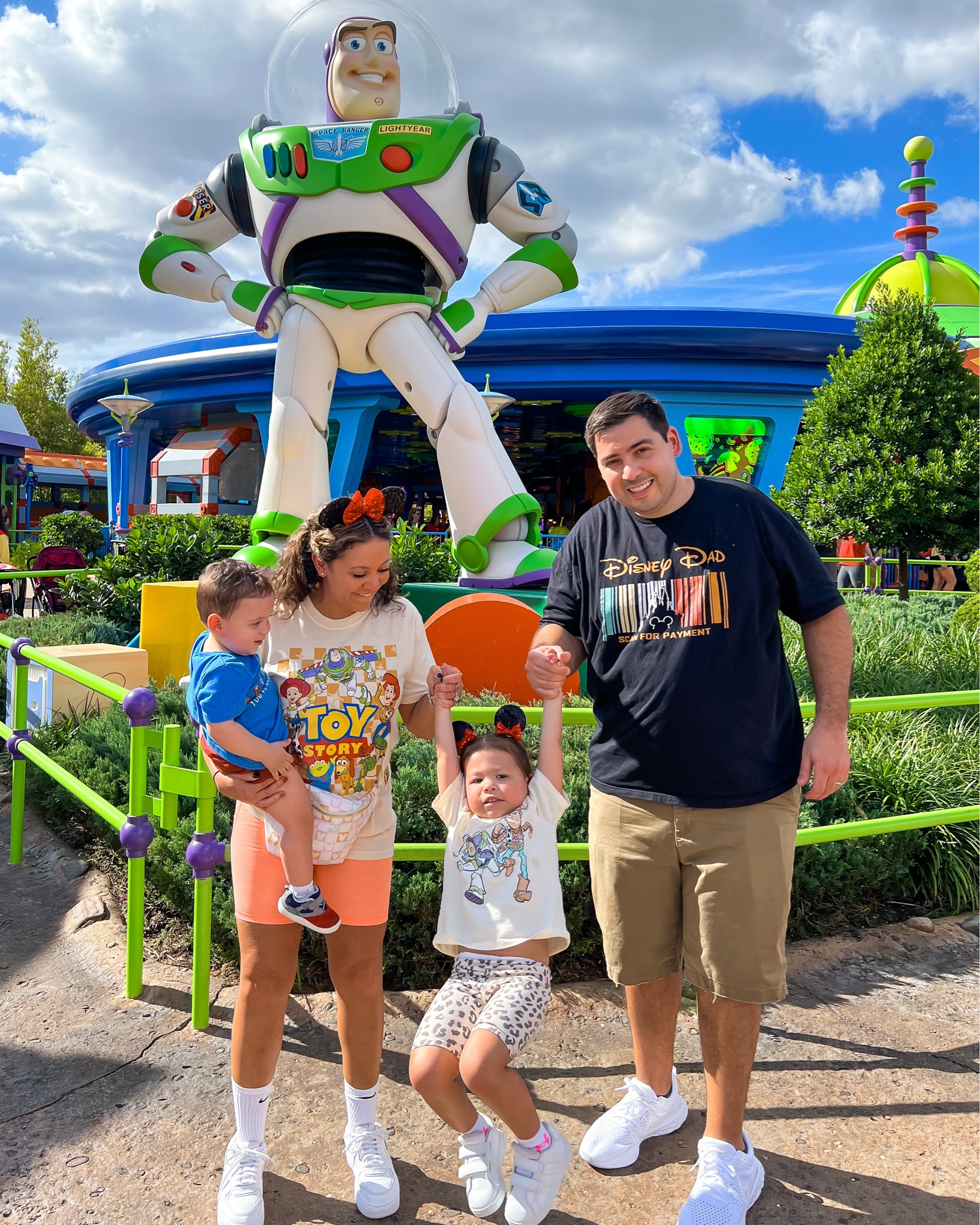 Disney outfits. Family Disney outfits. Easy Disney outfits. Hollywood studios Disney 2023. Disney dad shirt. Mickey Mouse ears. Toddler girl. Baby boy. Toy Story land. Mommy and me mouse ears. Toy Story shirt. 

#LTKtravel #LTKfamily