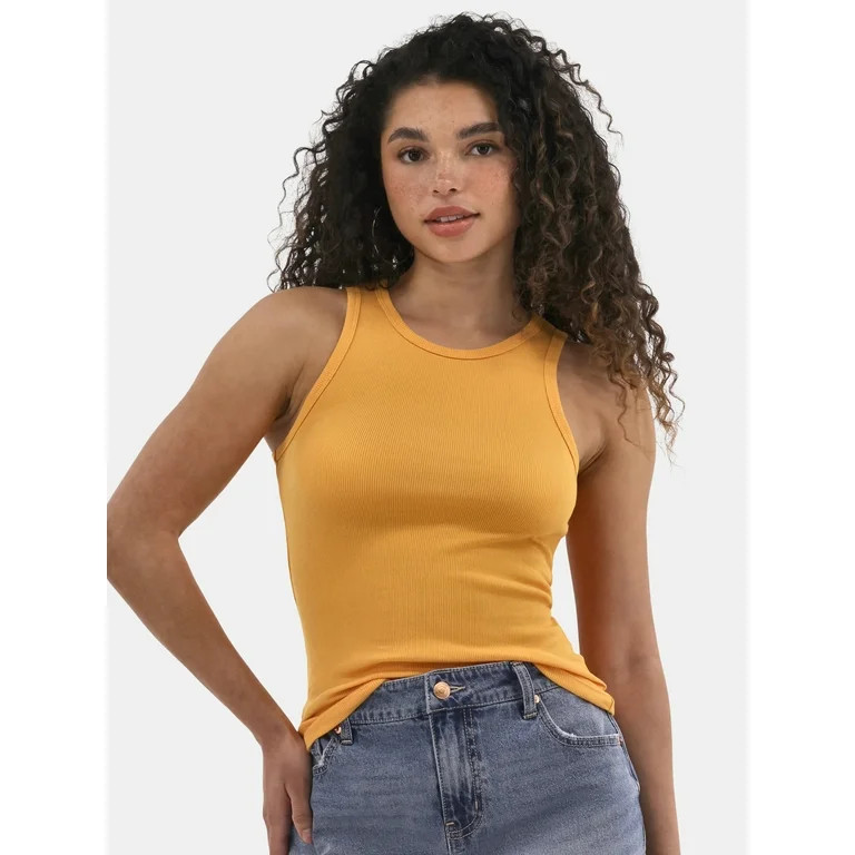 No Boundaries Ribbed High Neck Tank Top, Women's | Walmart (US)