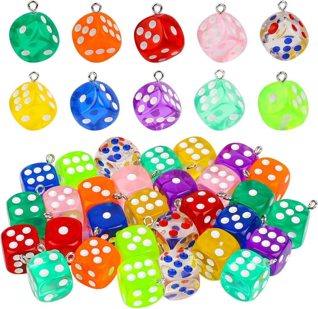 Vin Beauty 30 Pieces Dice Keychain Charms, Multi-colored Cube Square Dice Beads, 3D Acrylic Dice ... | Amazon (US)