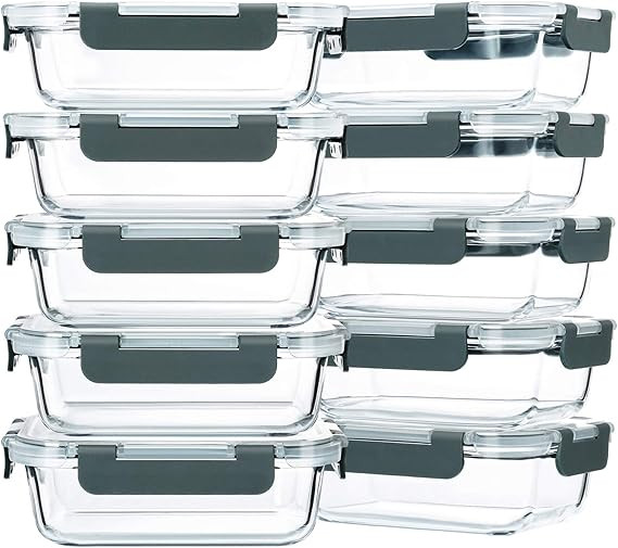 M MCIRCO 10-Pack,22 Oz Glass Meal Prep Containers,Glass Food Storage Containers with lids,Glass L... | Amazon (US)