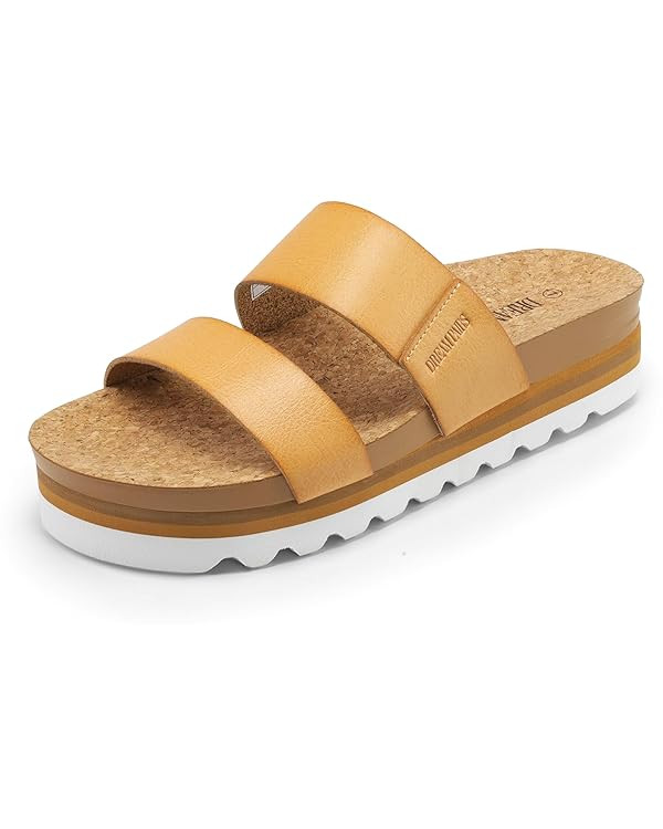 DREAM PAIRS Women's Platform Wedge Sandals with Arch Support, Comfortable Beach Slip-on Flat Sand... | Amazon (US)