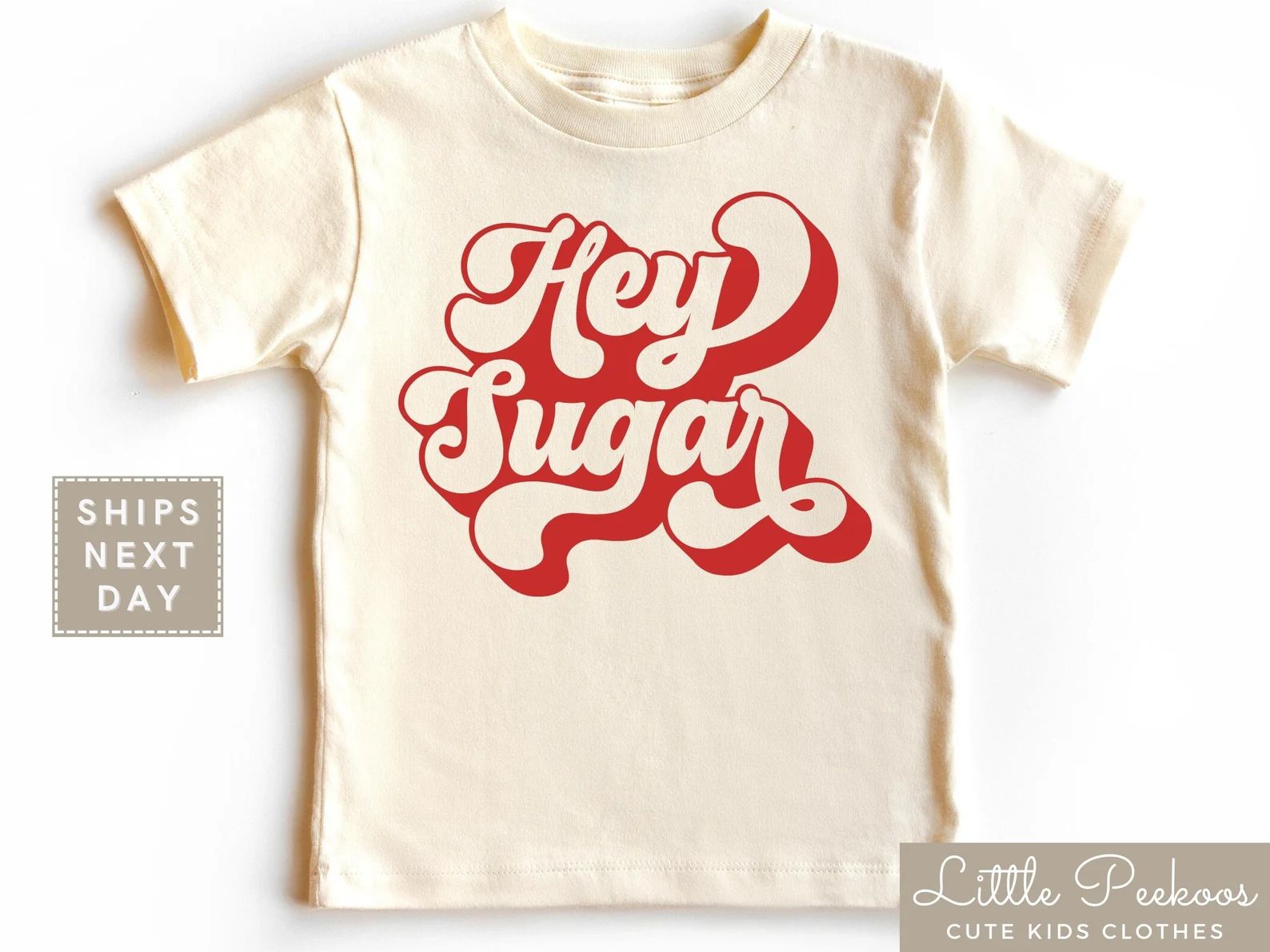 Retro Hey Sugar Baby Onesie®, "Hey Sugar" Natural Toddler Shirt, Cute Valentine's Day Kids T-shi... | Etsy (US)