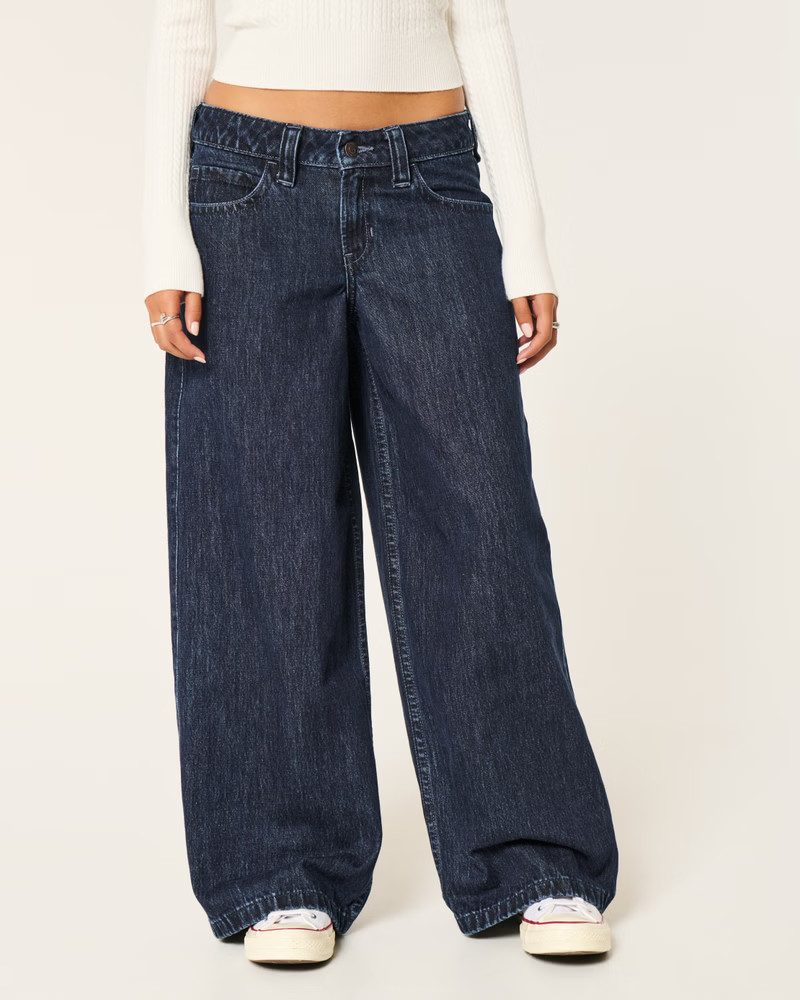 Low-Rise Dark Wash Super Baggy Jeans | Hollister (US)