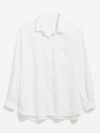 Linen-Blend Boyfriend Shirt for Women | Old Navy (US)